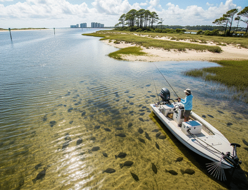 Flounder Fishing in the Intracoastal Waterway Near North Topsail