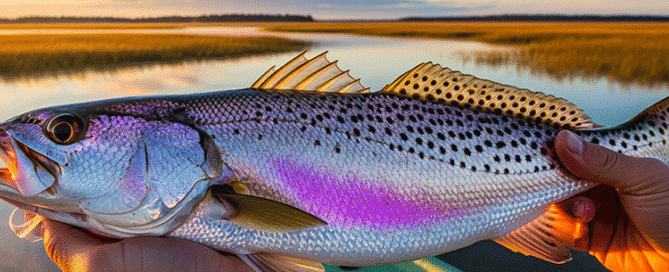 Angler holding a speckled trout