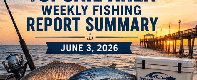 Topsail Area Weekly Fishing Report Summary for June 3, 2026 featuring red drum, bluefish, Spanish mackerel, and pier fishing along Topsail Island.