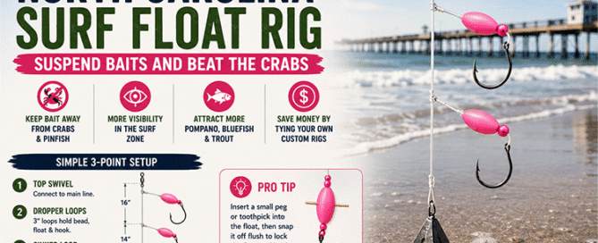 Illustration of how to tie a North Carolina Surf Float Rig for surf fishing on Topsail Island.