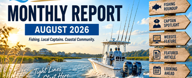 Topsail.Fish Monthly Report for August 2026 featuring summer fishing around Topsail Island