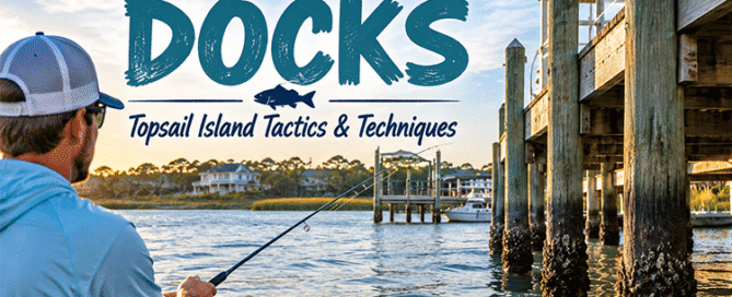 Angler dock fishing along the Intracoastal Waterway near Topsail Island