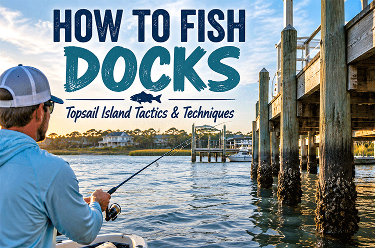 Angler dock fishing along the Intracoastal Waterway near Topsail Island