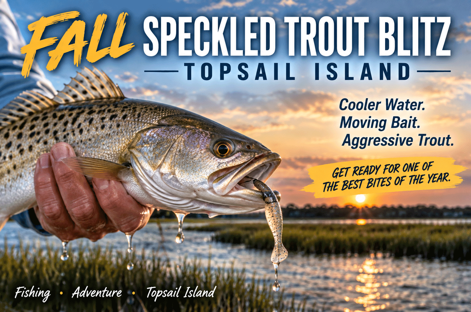Speckled trout caught during the fall fishing season around Topsail Island